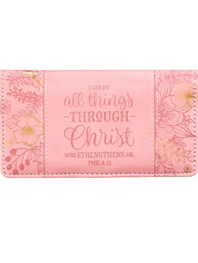 Check Book  All Things Are Possible Through Christ Pink Faux Leather CHB041