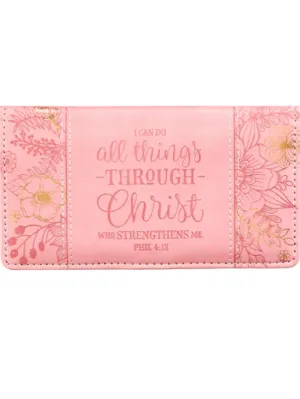 Check Book  All Things Are Possible Through Christ Pink Faux Leather CHB041