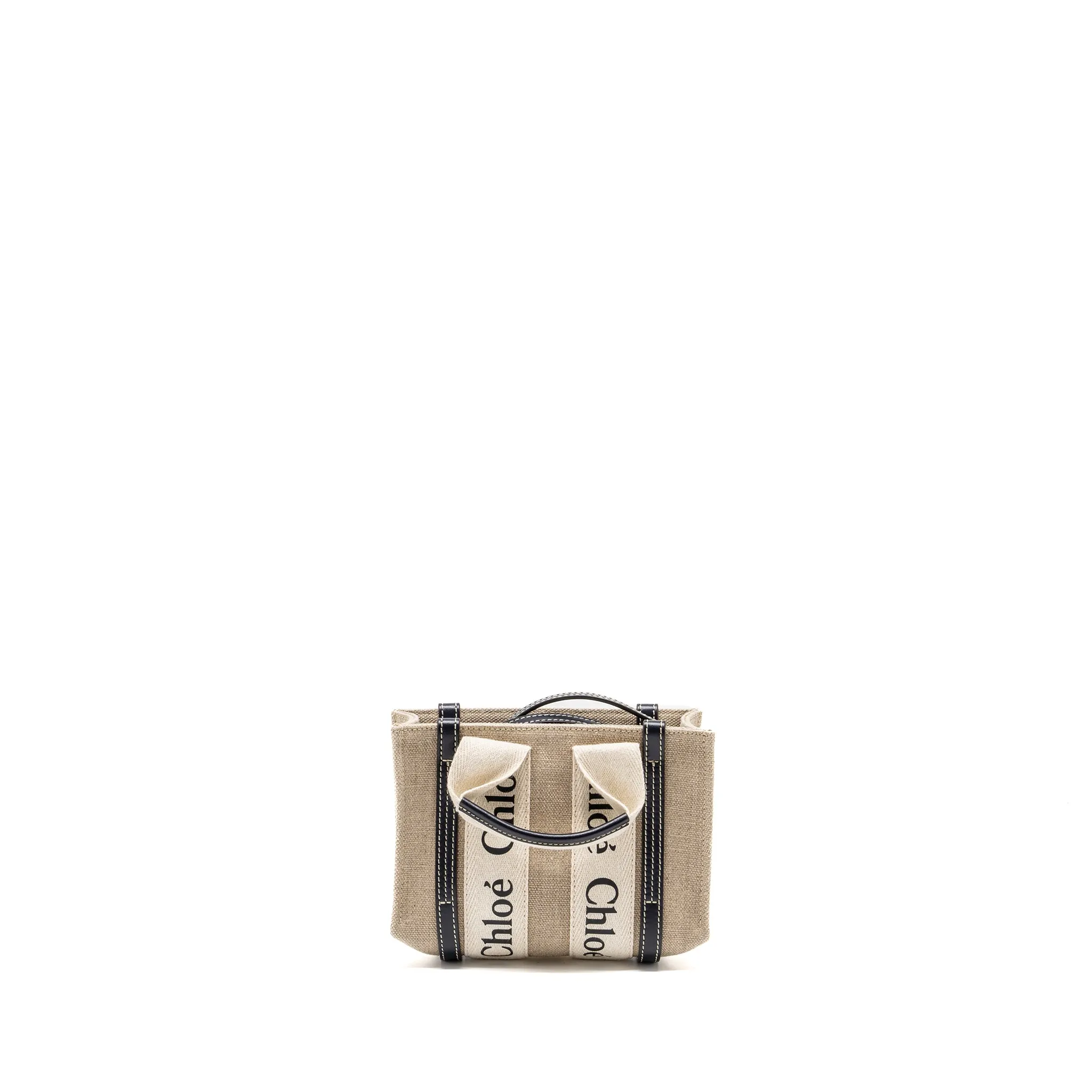 Chloe Woody Mini Tote Bag Canvas beige/Black