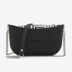 Classic Handbag - Black - Lines Inner - Silver Chain
