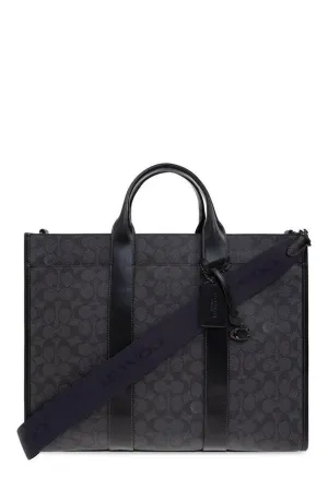 Coach Logo Printed Zipped Document Bag