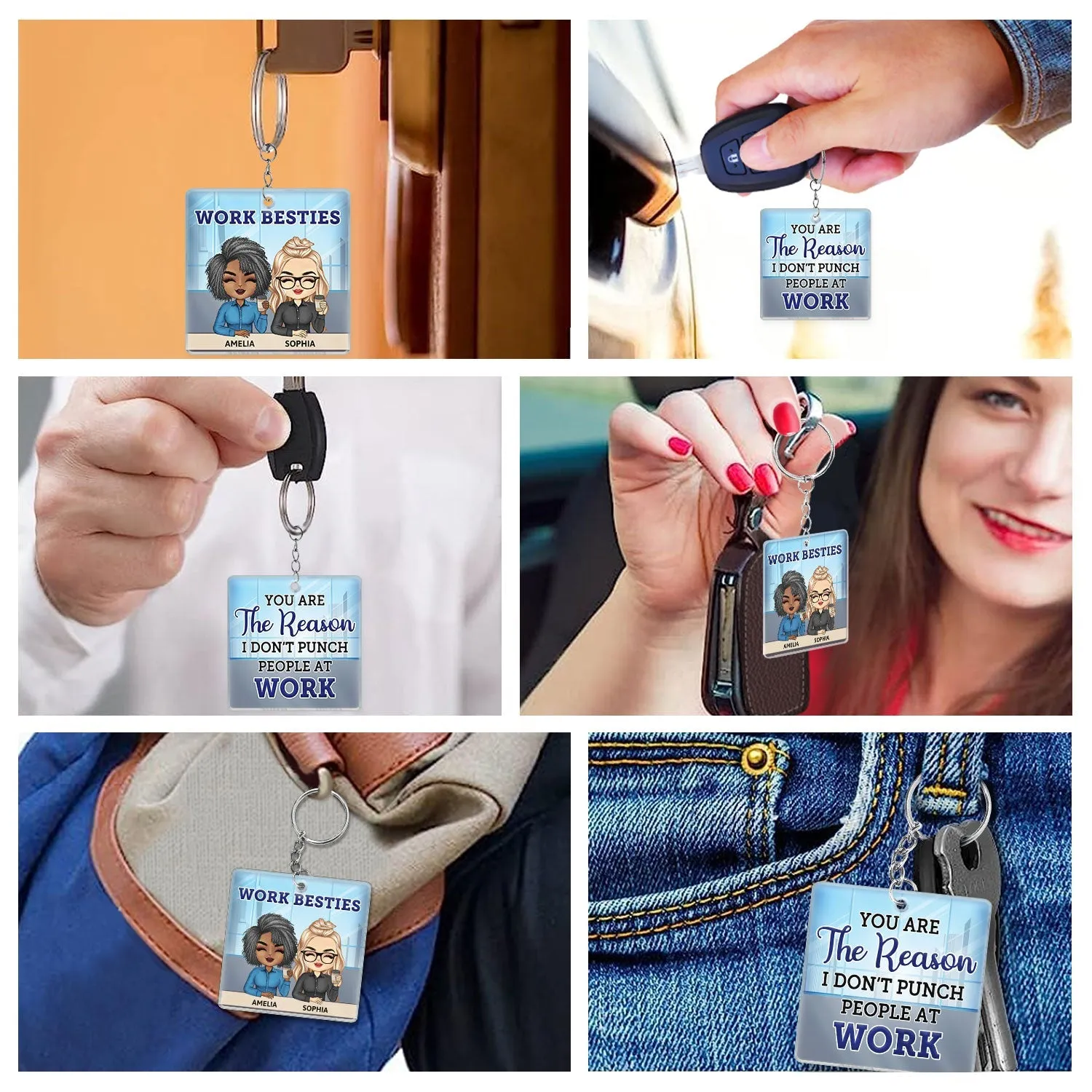 Colleagues, Personalized - For At Anniversary, You Custom Work High-demand products Besties Keychain Punch I Coworker, Don't Gifts The - Wide selection Birthday Funny, People Acrylic Reason Are
