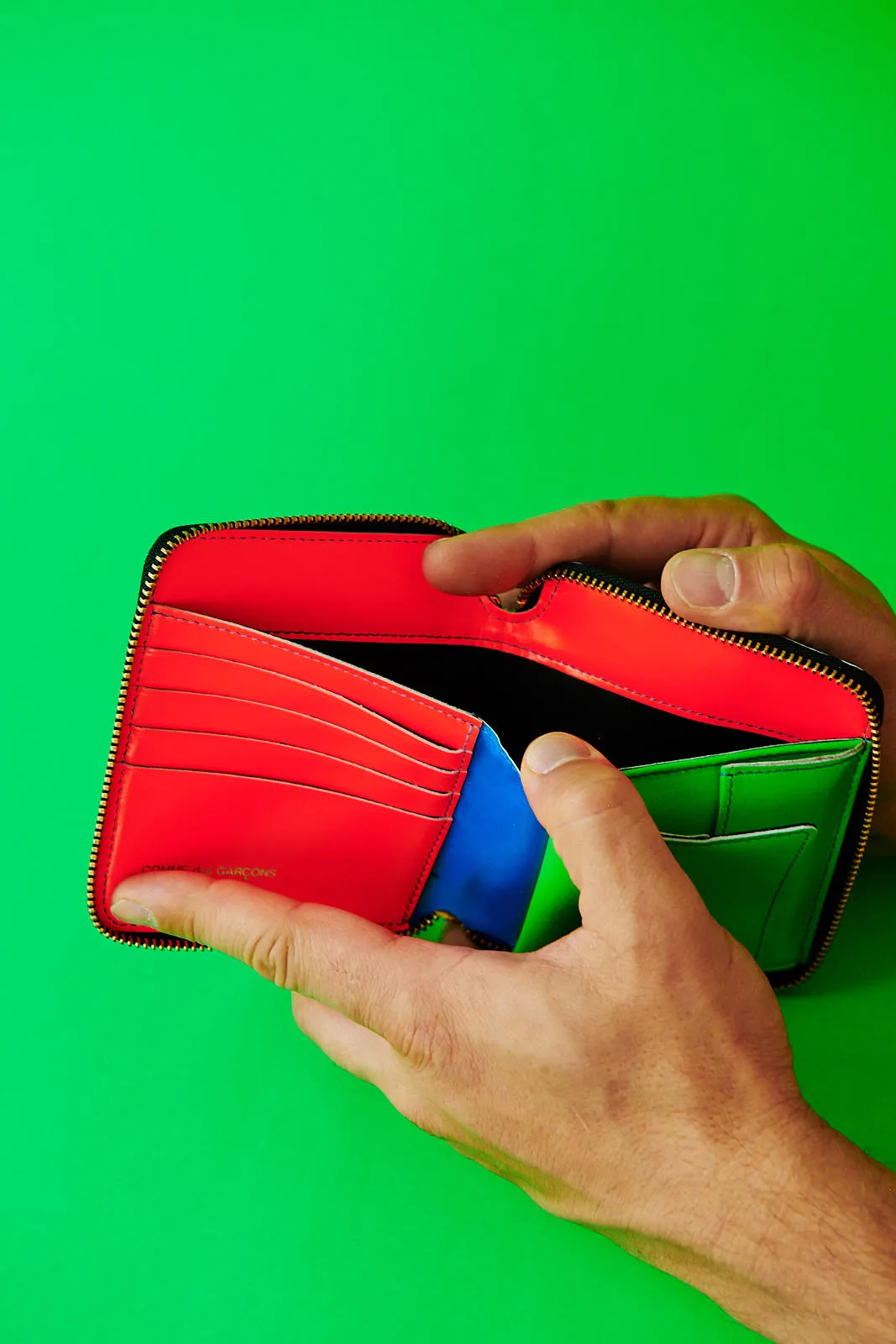 Comme des Garçons SUPER FLUO BLUE ZIP Wallet