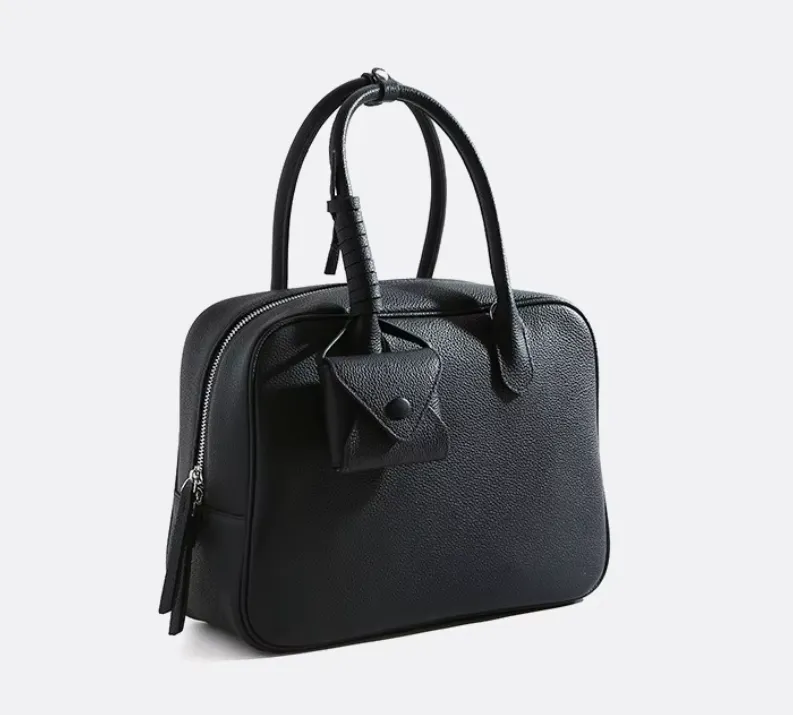 Cowhide Leather Handbag with Mini Pouch