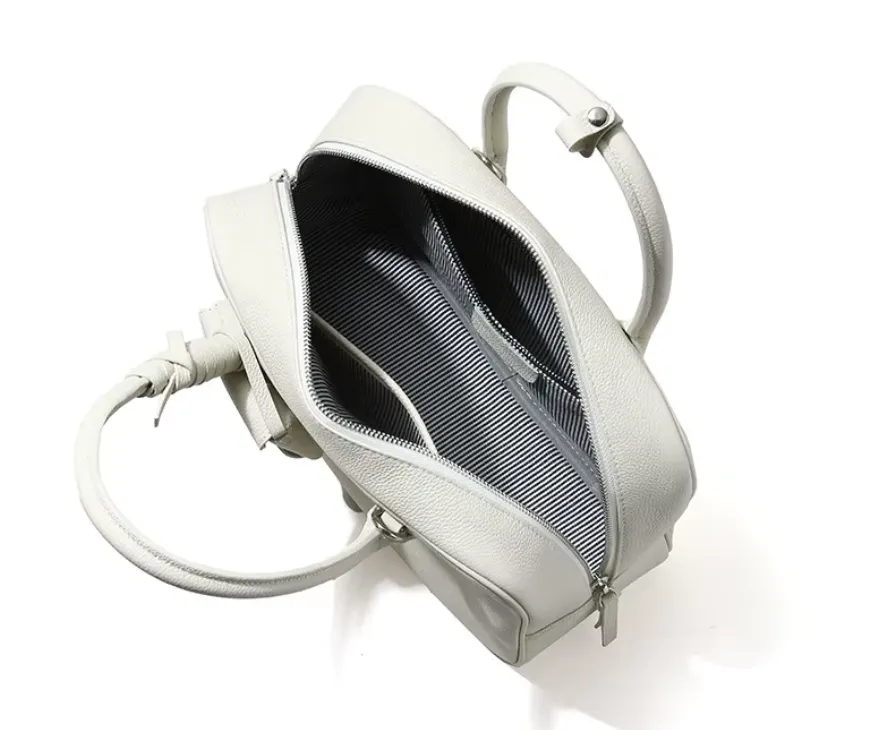 Cowhide Leather Handbag with Mini Pouch