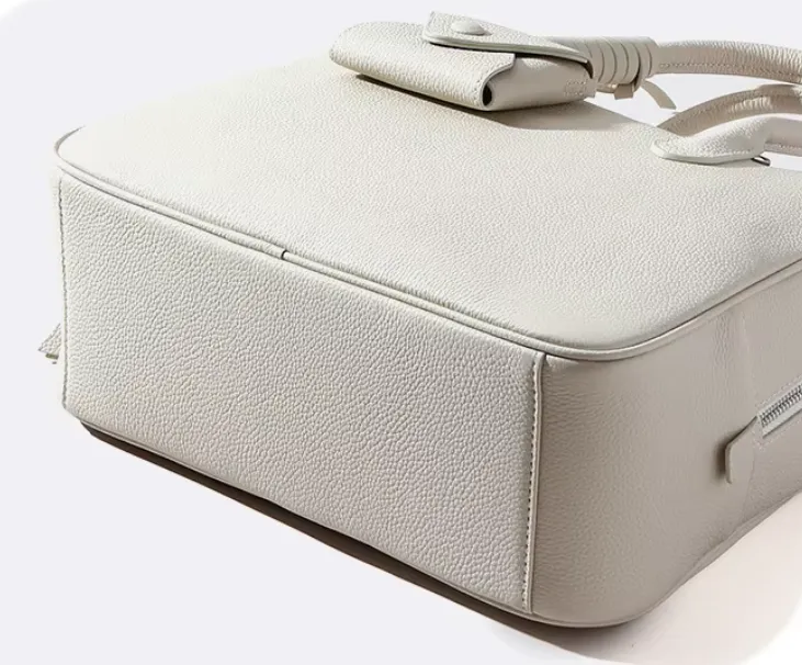 Cowhide Leather Handbag with Mini Pouch