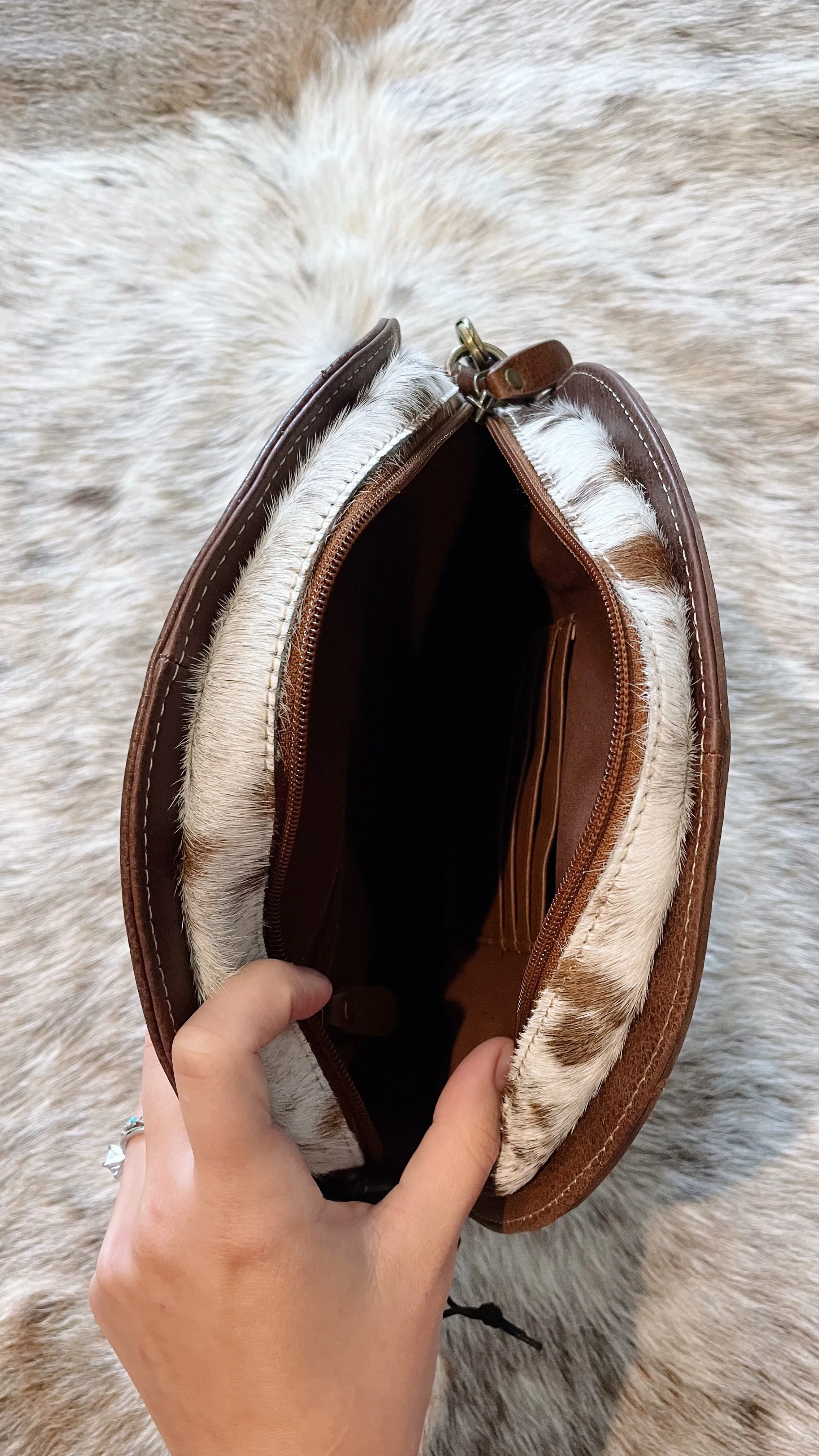 Cowhide Tooled Circle Purse