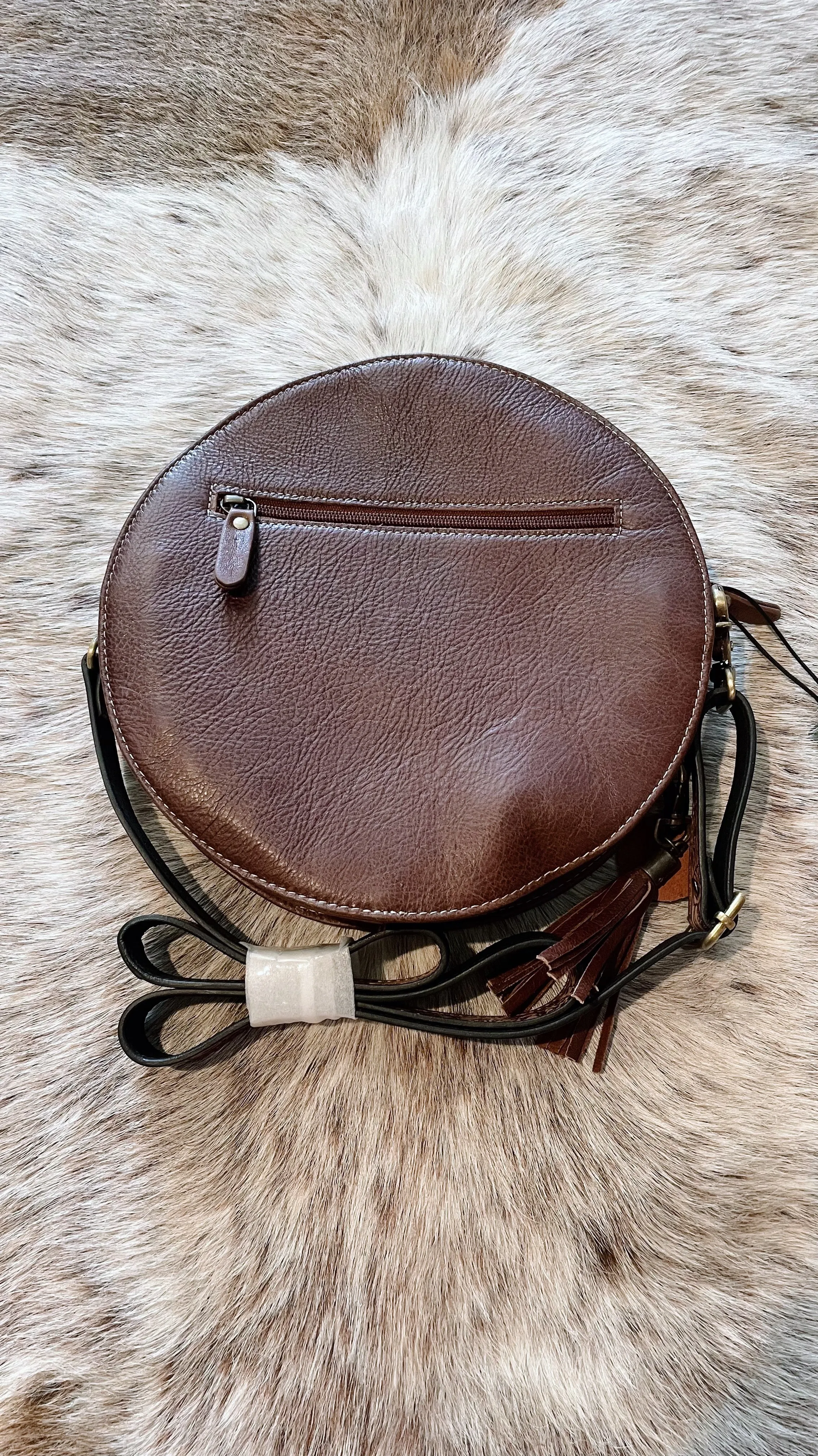 Cowhide Tooled Circle Purse