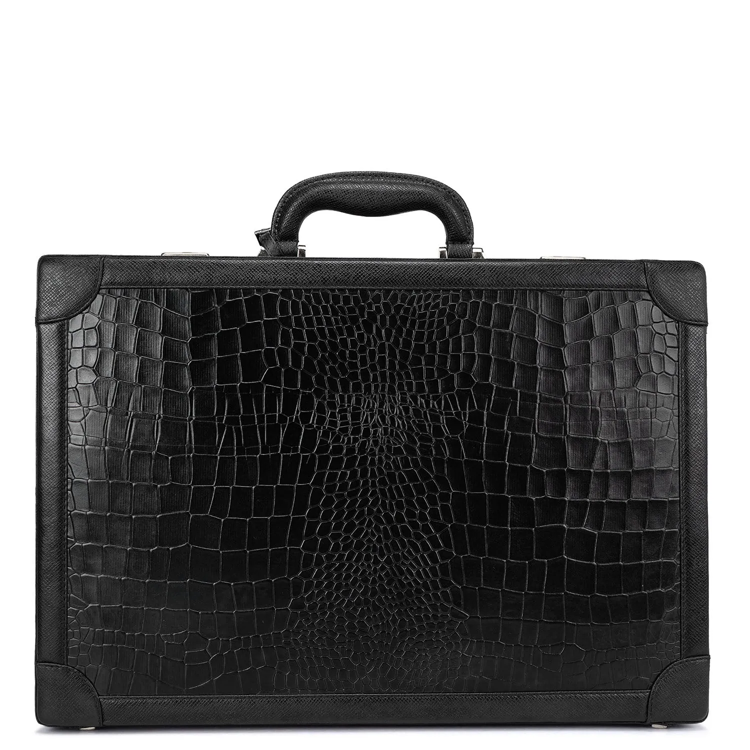 Croco Leather Briefcase - Black