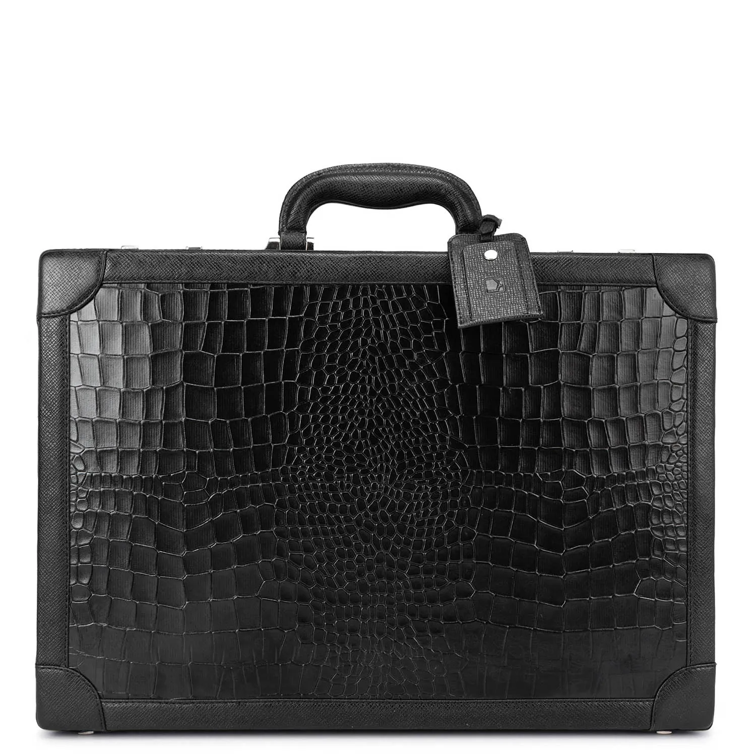 Croco Leather Briefcase - Black