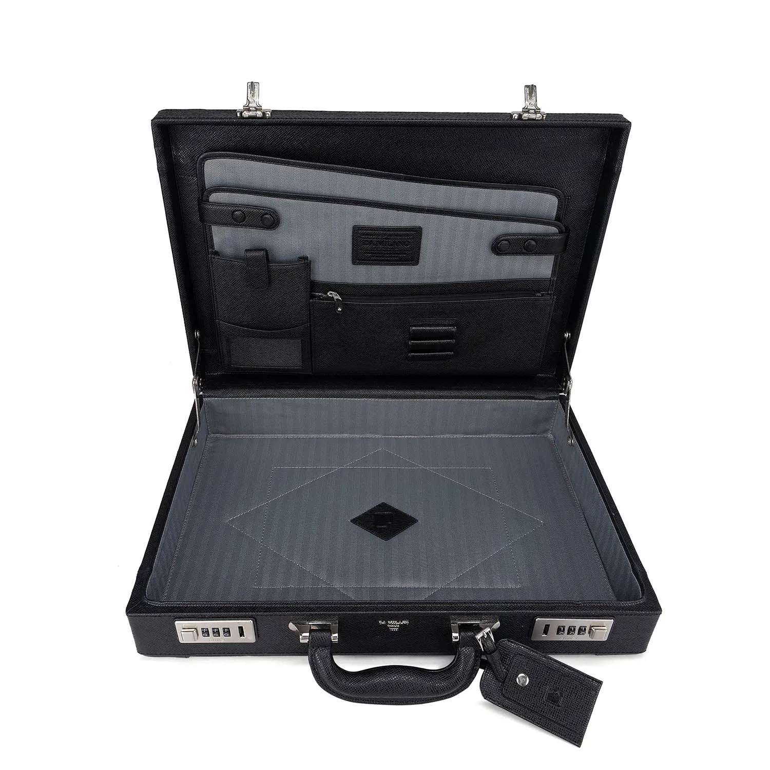 Croco Leather Briefcase - Black