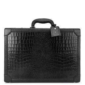 Croco Leather Briefcase - Black