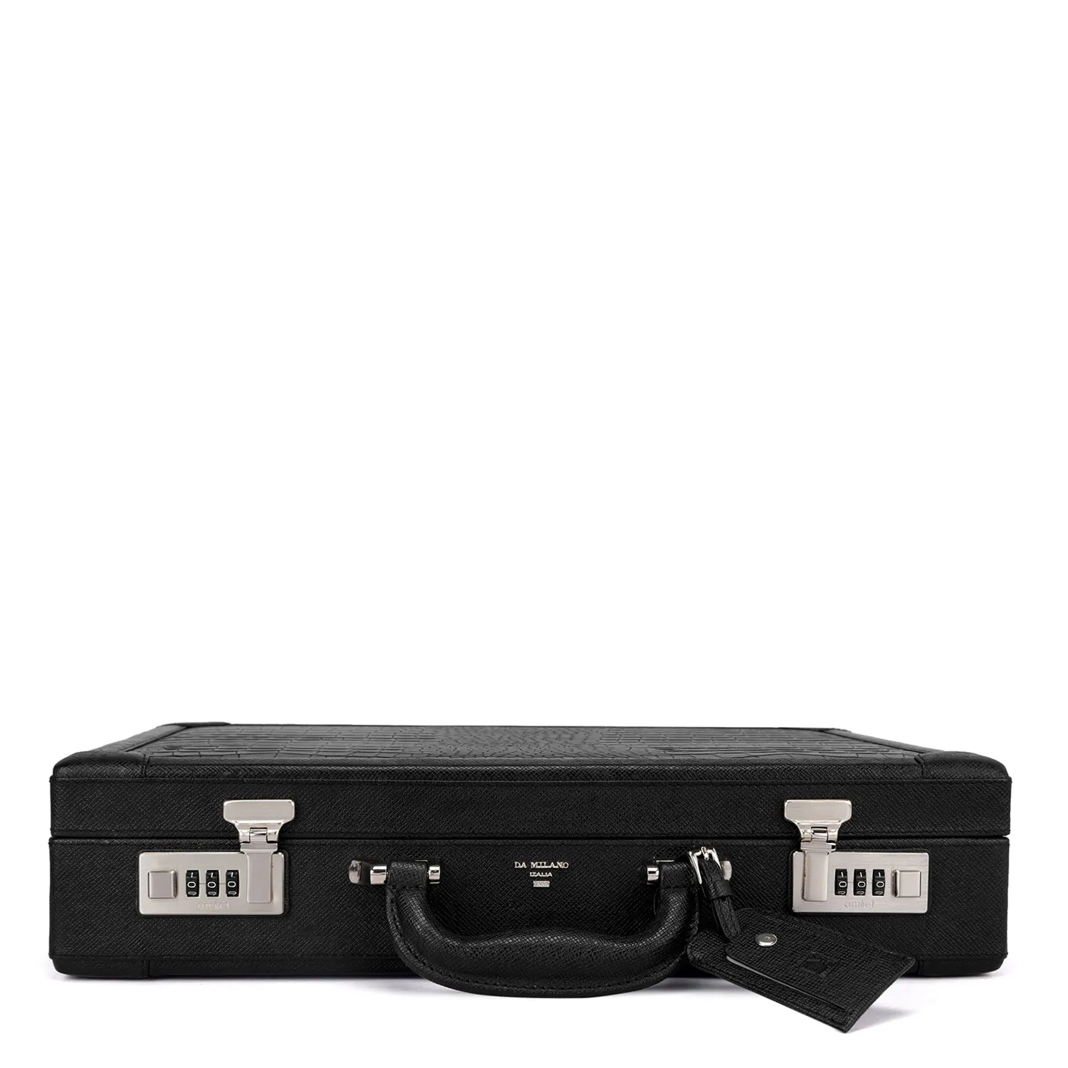 Croco Leather Briefcase - Black
