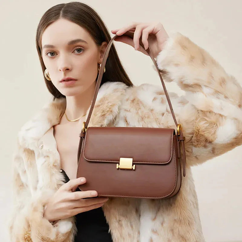 Crossbody Armpit Bag Genuine Leather Small Square Handbags
