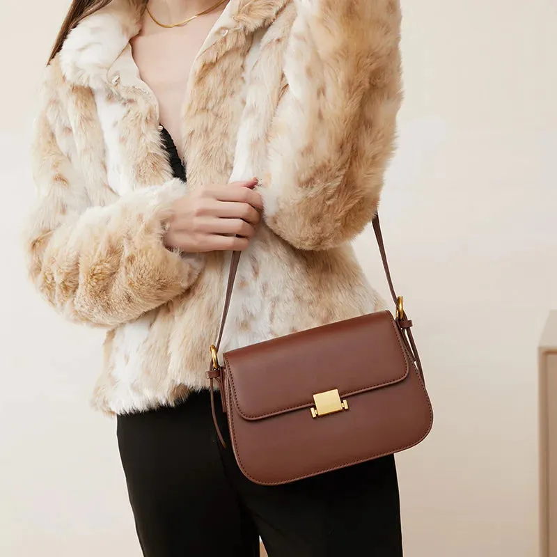 Crossbody Armpit Bag Genuine Leather Small Square Handbags