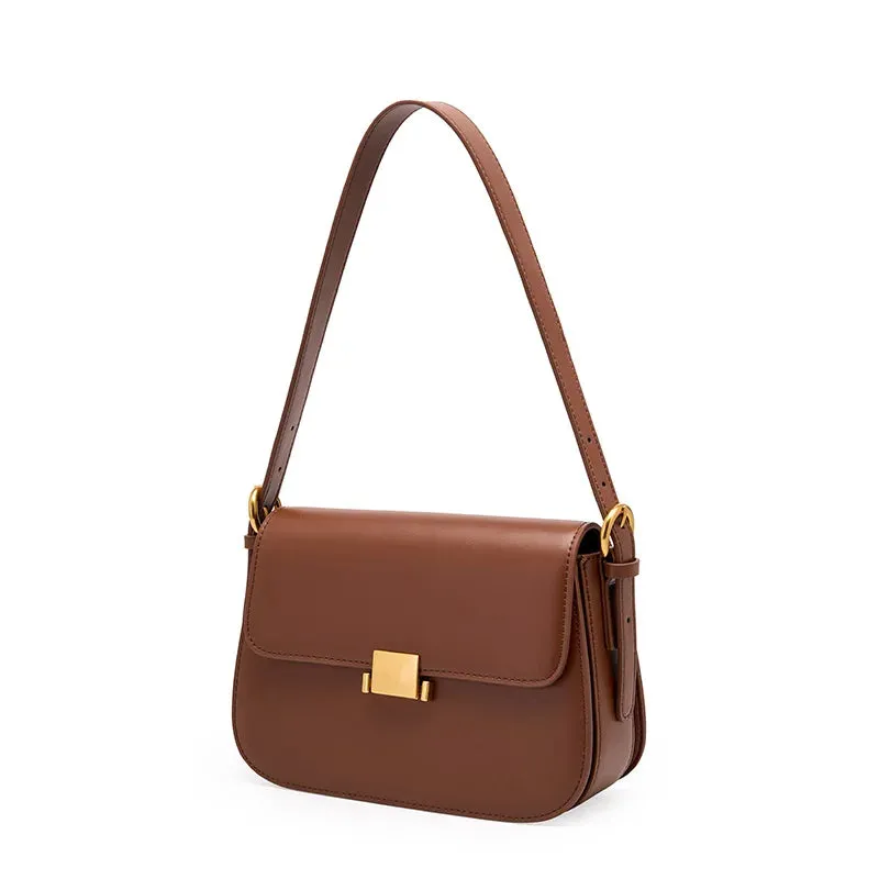 Crossbody Armpit Bag Genuine Leather Small Square Handbags