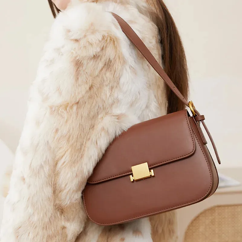 Crossbody Armpit Bag Genuine Leather Small Square Handbags