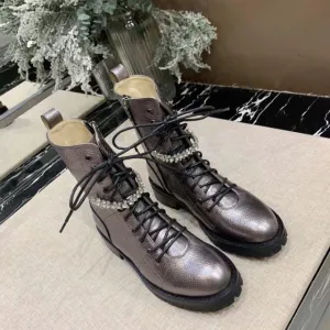 Crystal Mid-calf Cross-Tied Boots Woman