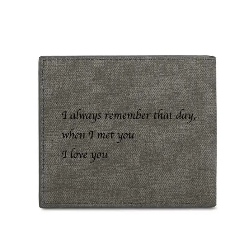 Custom Engraved Photo Men's Trifold Wallet