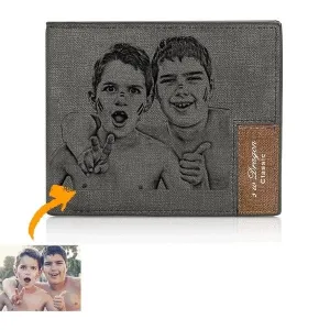 Custom Engraved Photo Men's Trifold Wallet