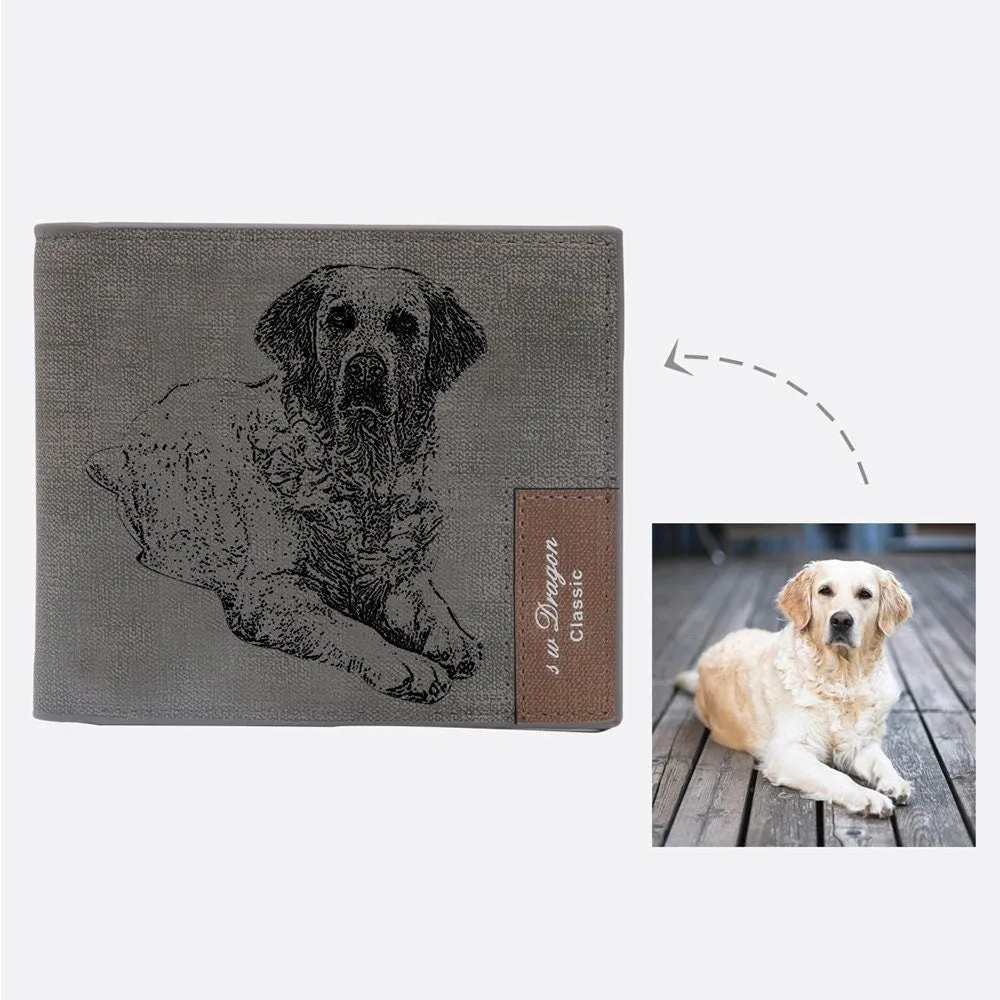 Custom Engraved Photo Men's Trifold Wallet