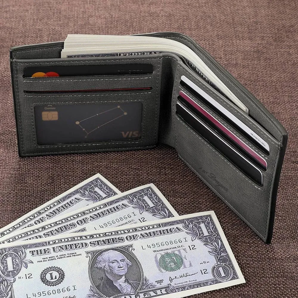 Custom Engraved Photo Men's Trifold Wallet