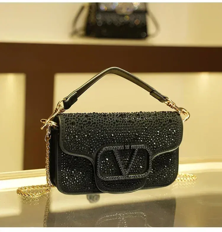 Diamond Studded Small Square Bag