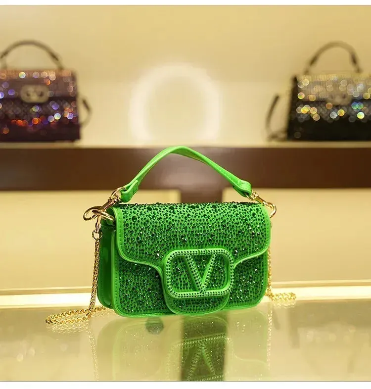 Diamond Studded Small Square Bag