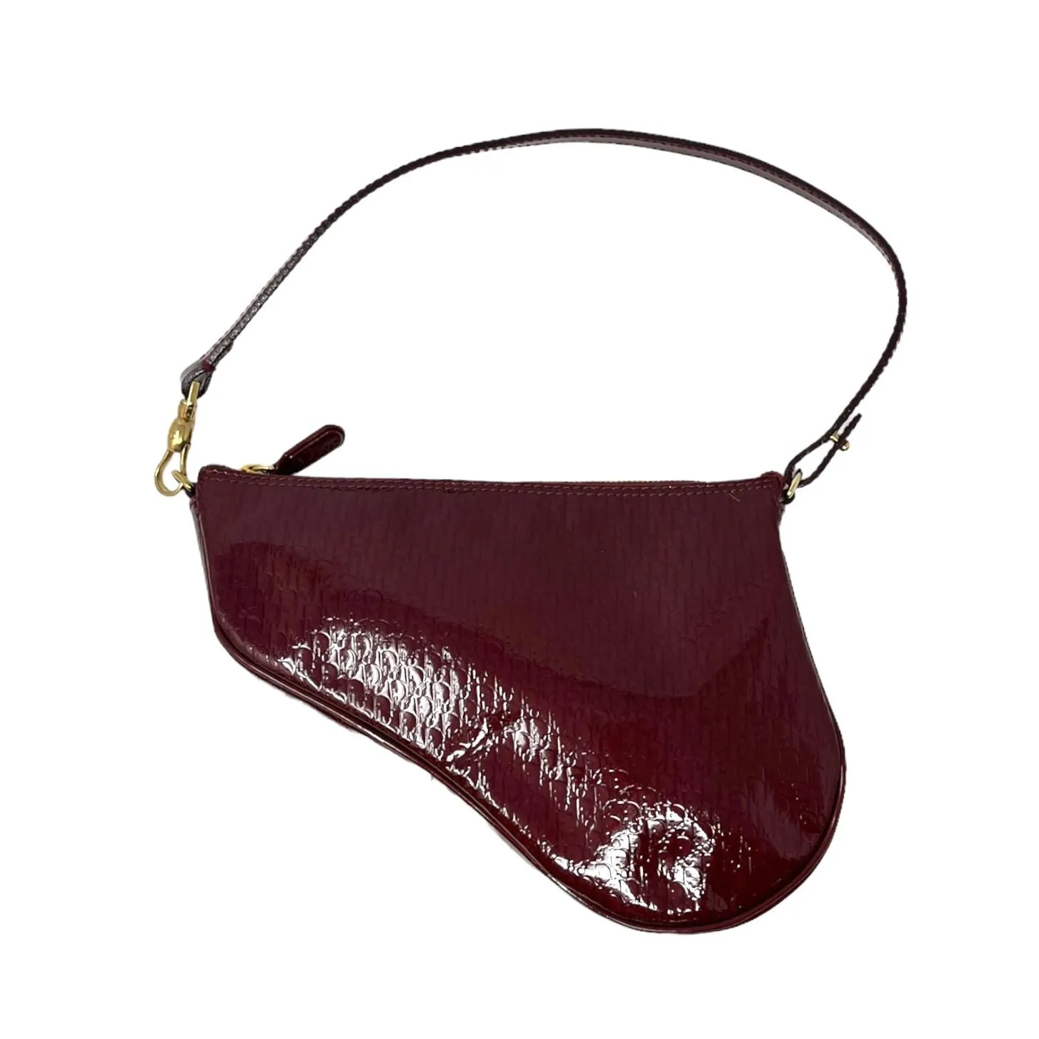 Dior Burgundy Embossed Mini Saddle