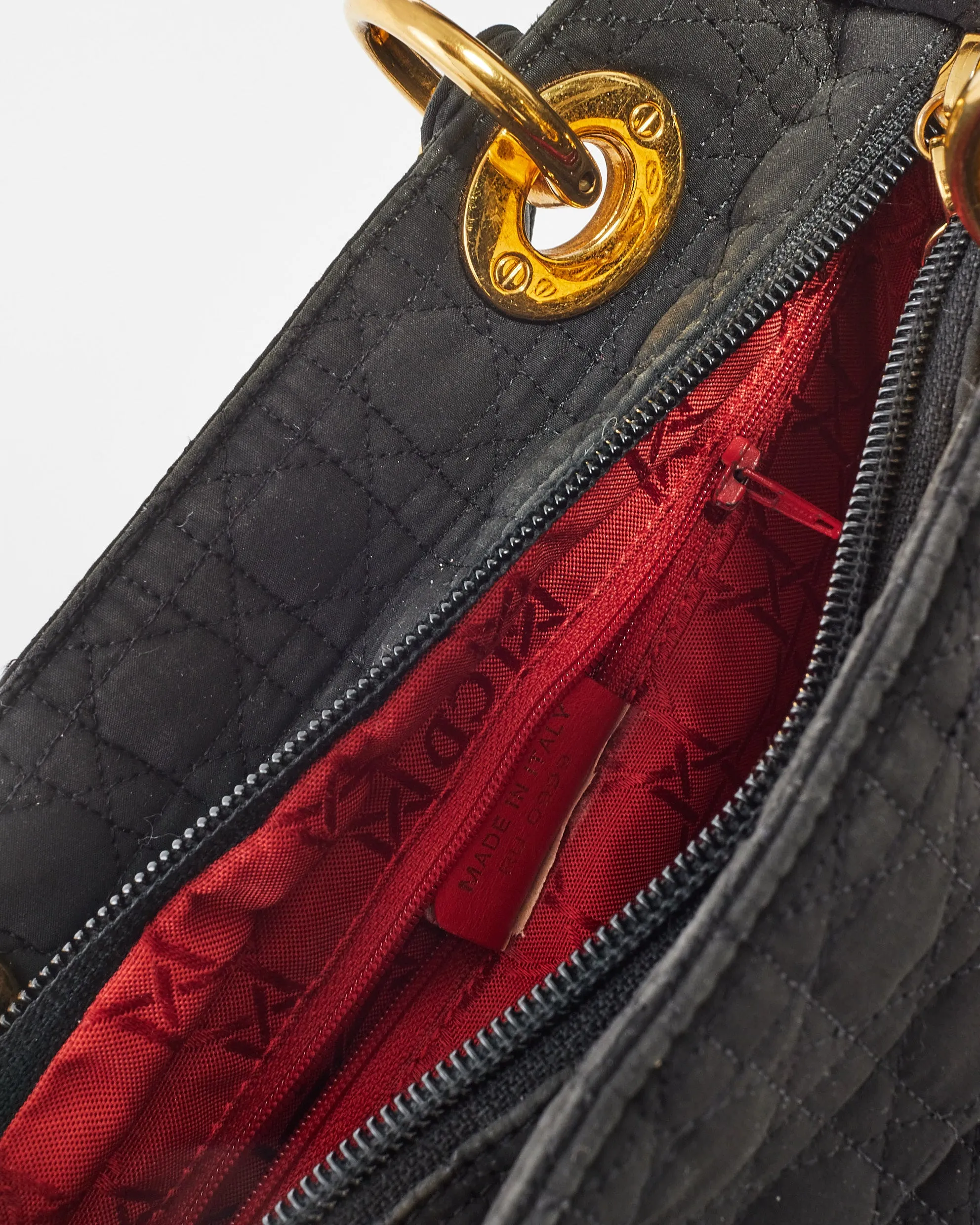Dior Vintage Black Canvas Medium lady dior Tote