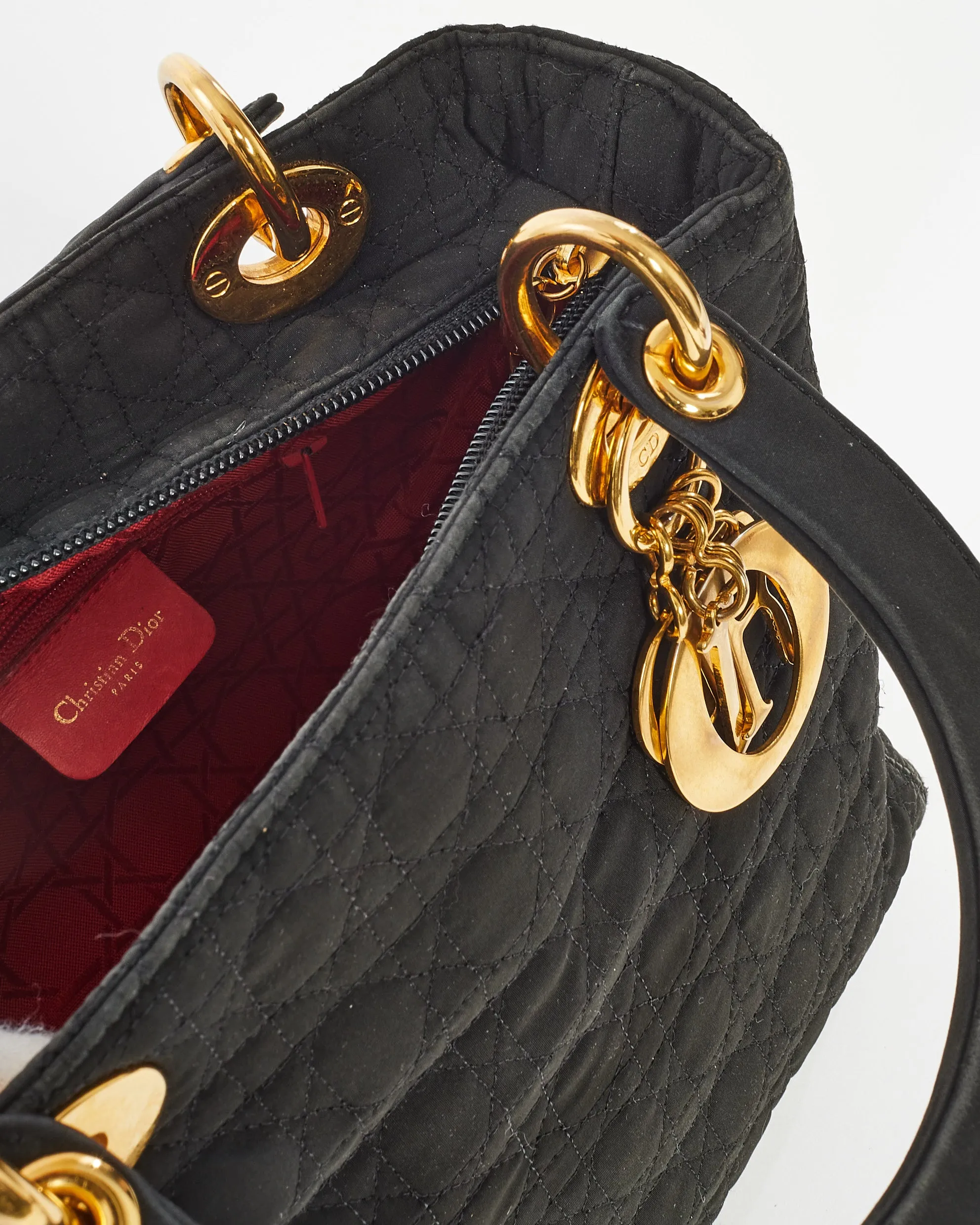 Dior Vintage Black Canvas Medium lady dior Tote