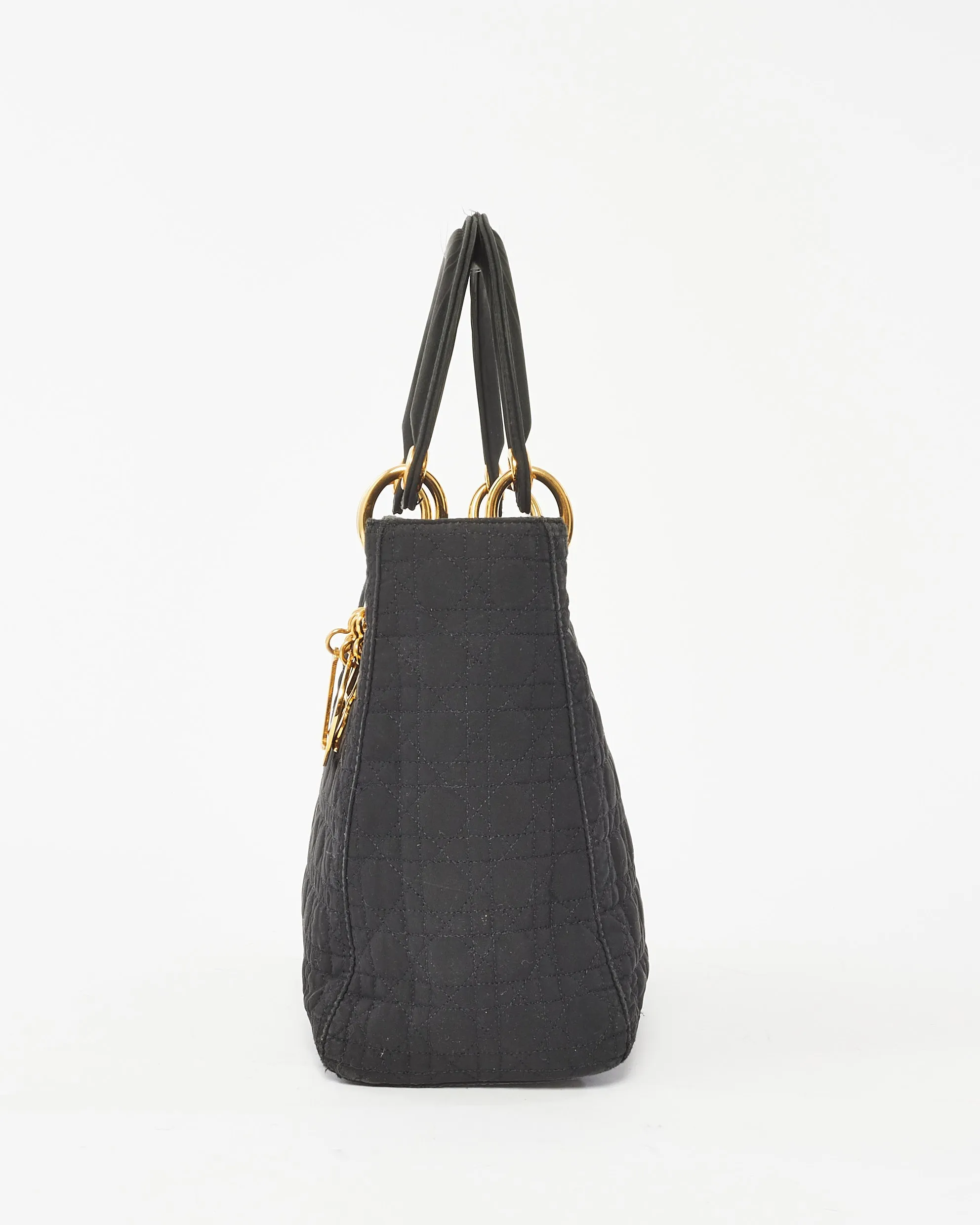 Dior Vintage Black Canvas Medium lady dior Tote