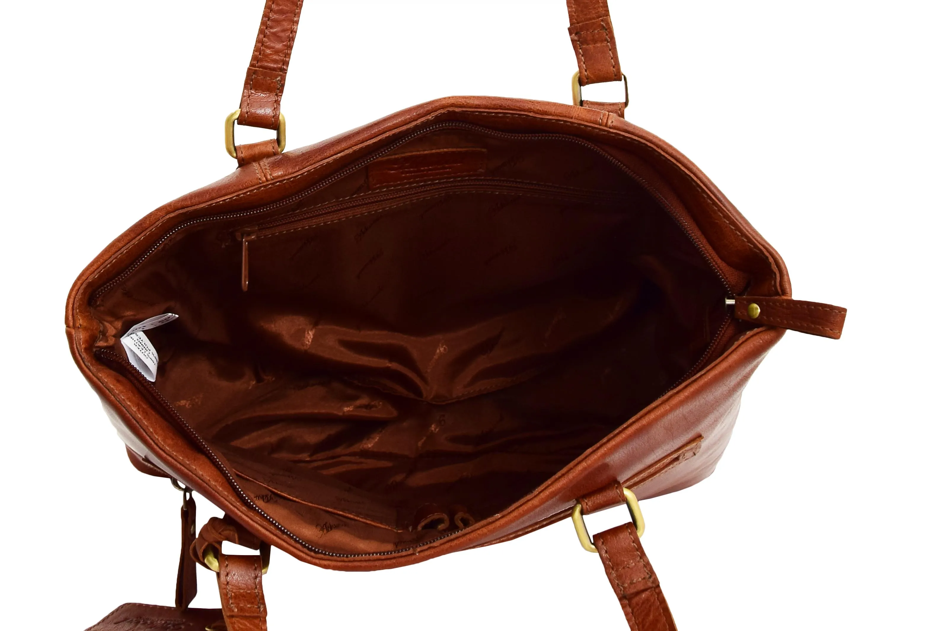DR308 Women's Leather Classic Shopper Bag Cognac