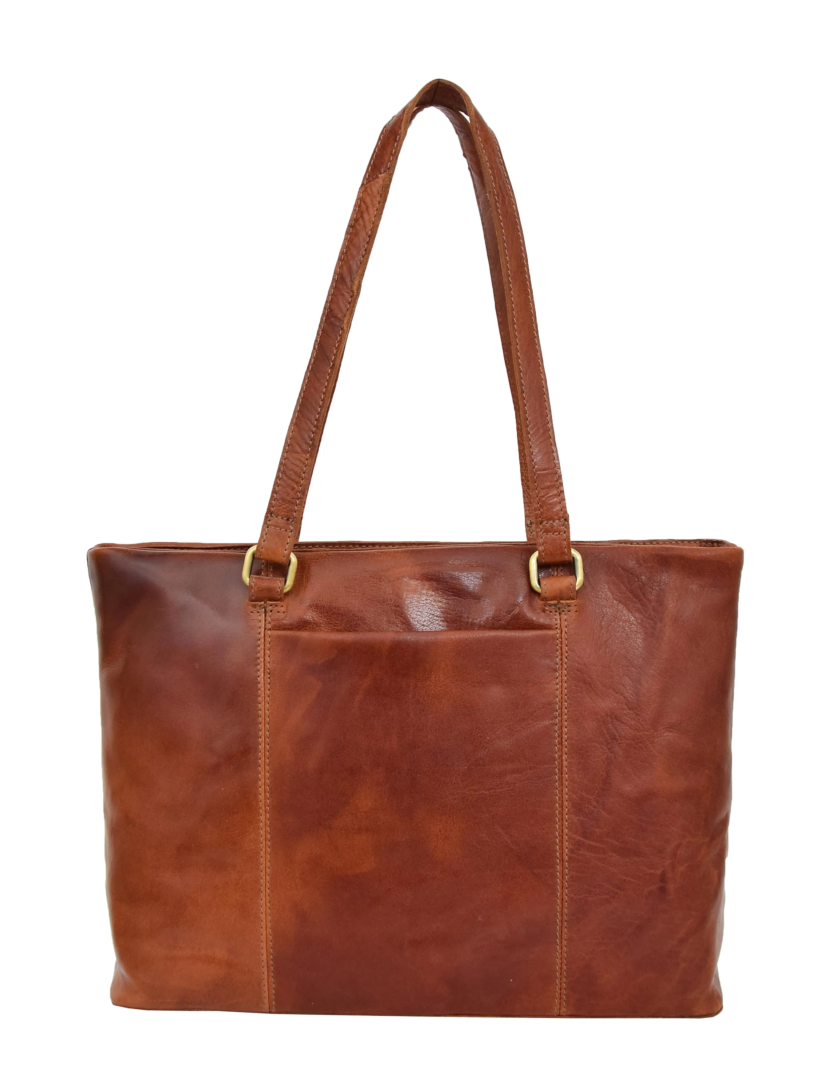 DR308 Women's Leather Classic Shopper Bag Cognac