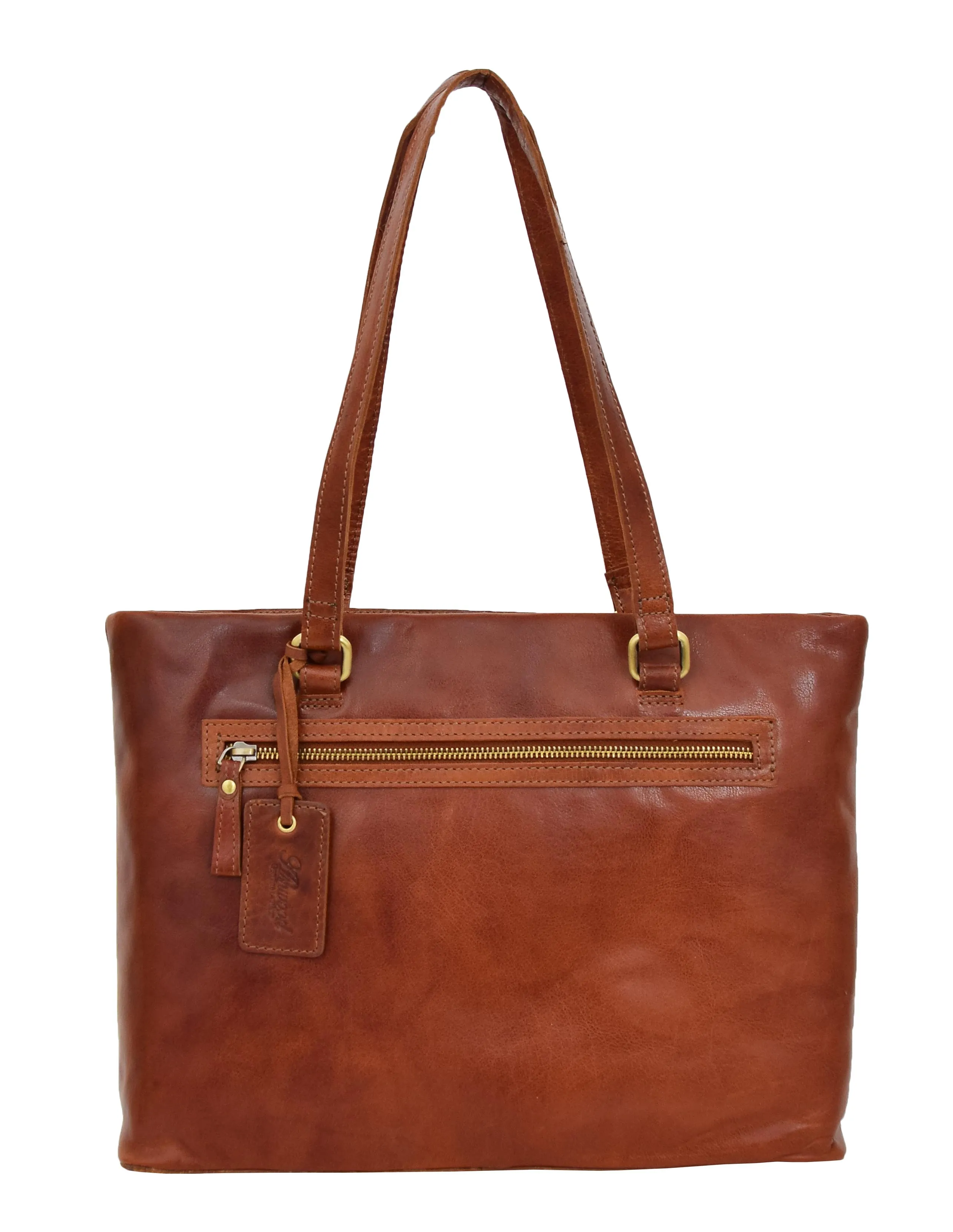 DR308 Women's Leather Classic Shopper Bag Cognac