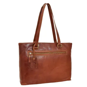 DR308 Women's Leather Classic Shopper Bag Cognac