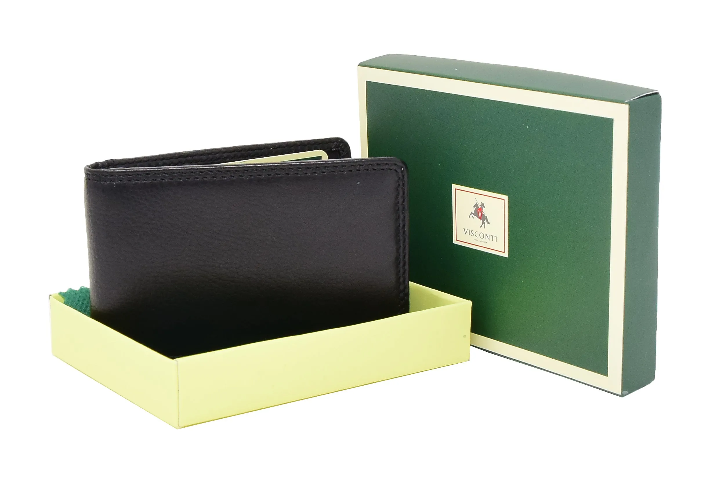 DR425 Slim Fold Leather Card Wallet Black