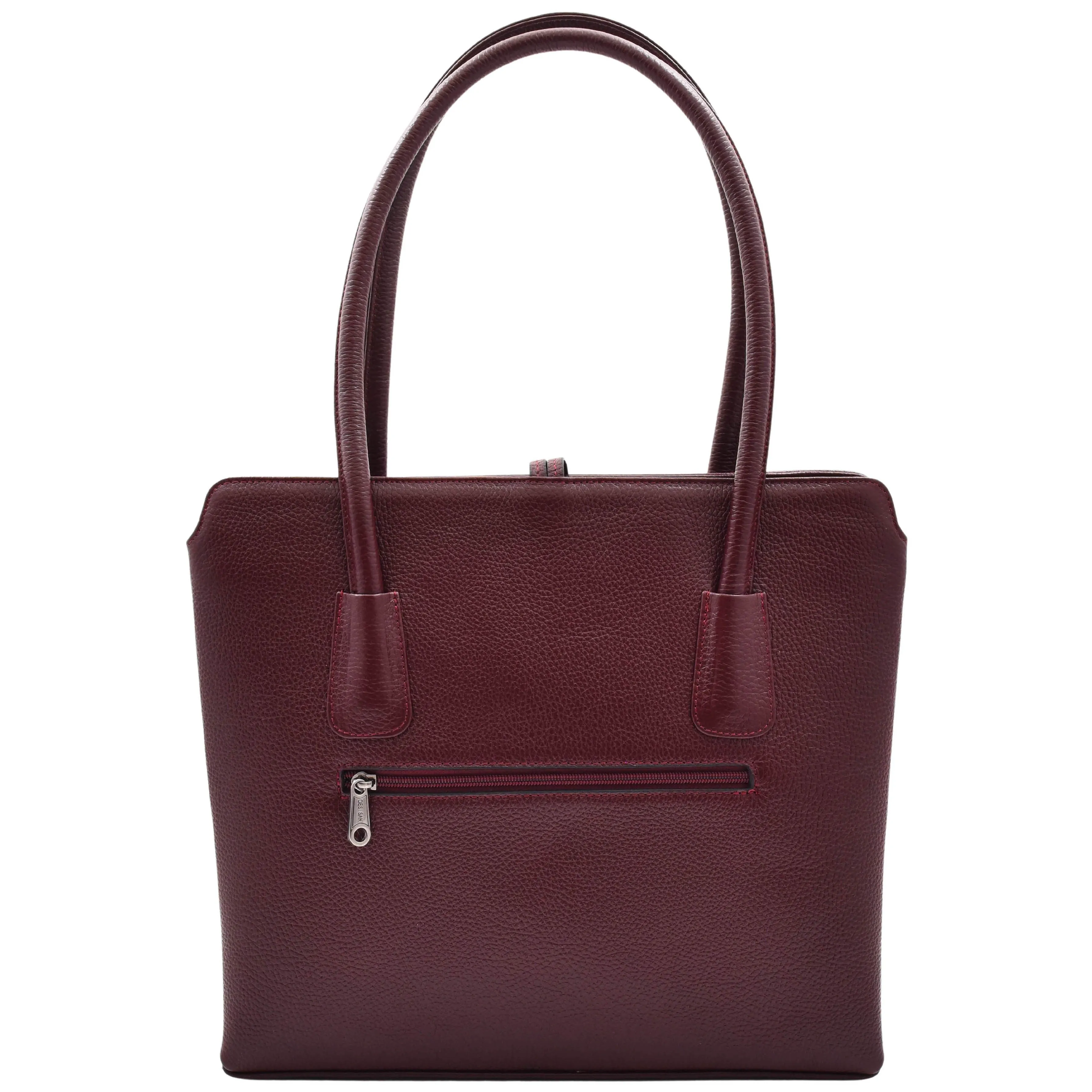 DR590 Women's Stylish Zip Opening Tote Large Shoulder Bag Burgundy