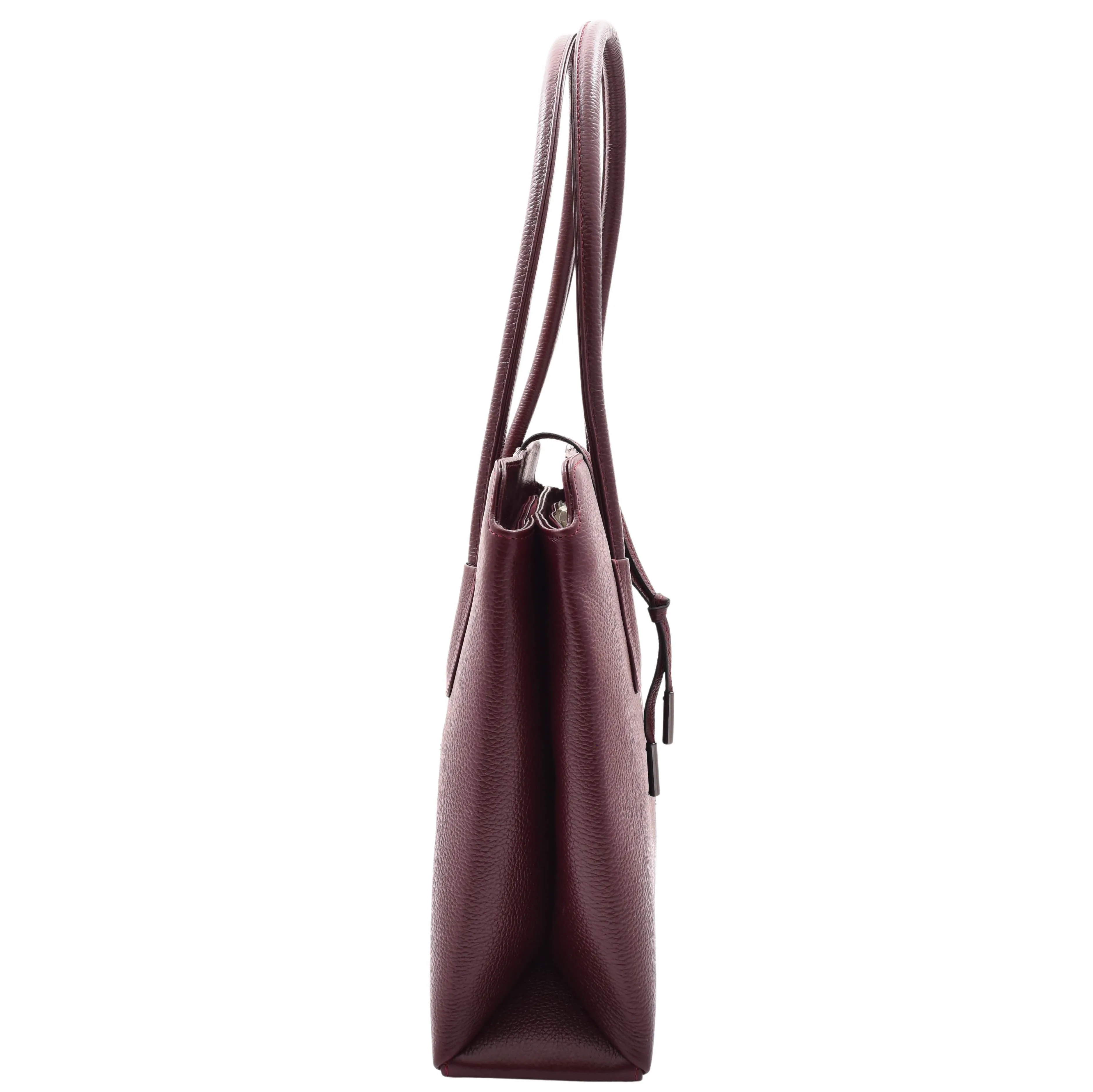 DR590 Women's Stylish Zip Opening Tote Large Shoulder Bag Burgundy