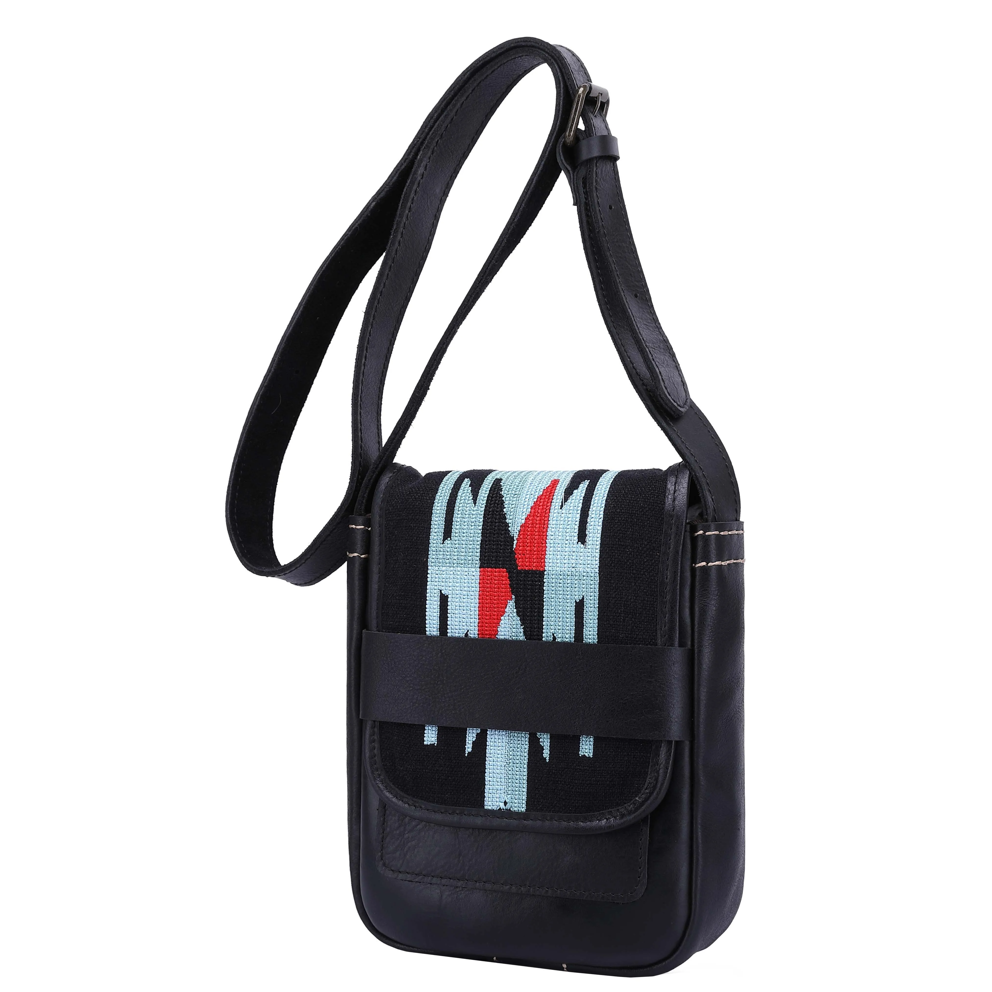 DR669 Women's Small Travel Pouch Genuine Leather Sling Bag Black