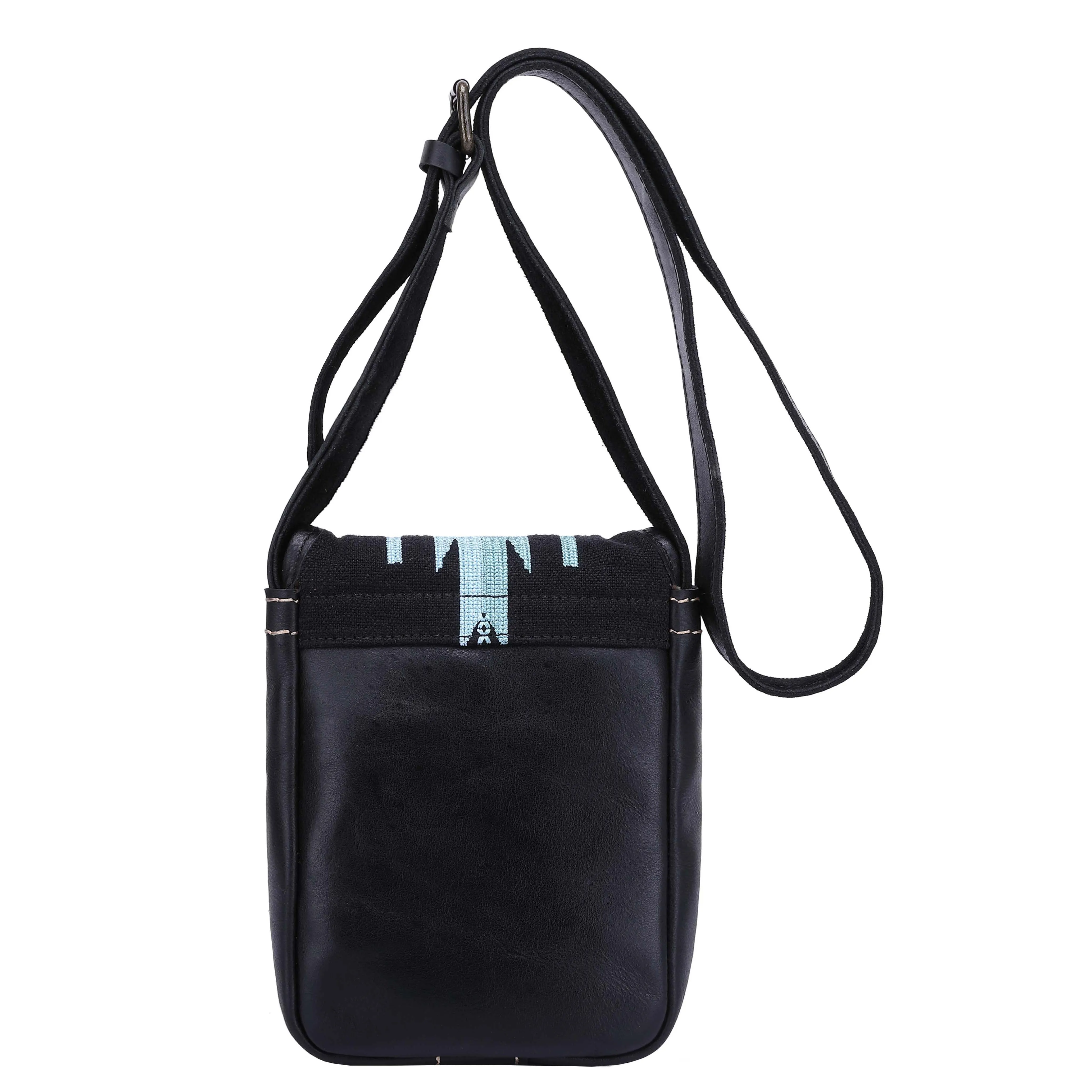 DR669 Women's Small Travel Pouch Genuine Leather Sling Bag Black
