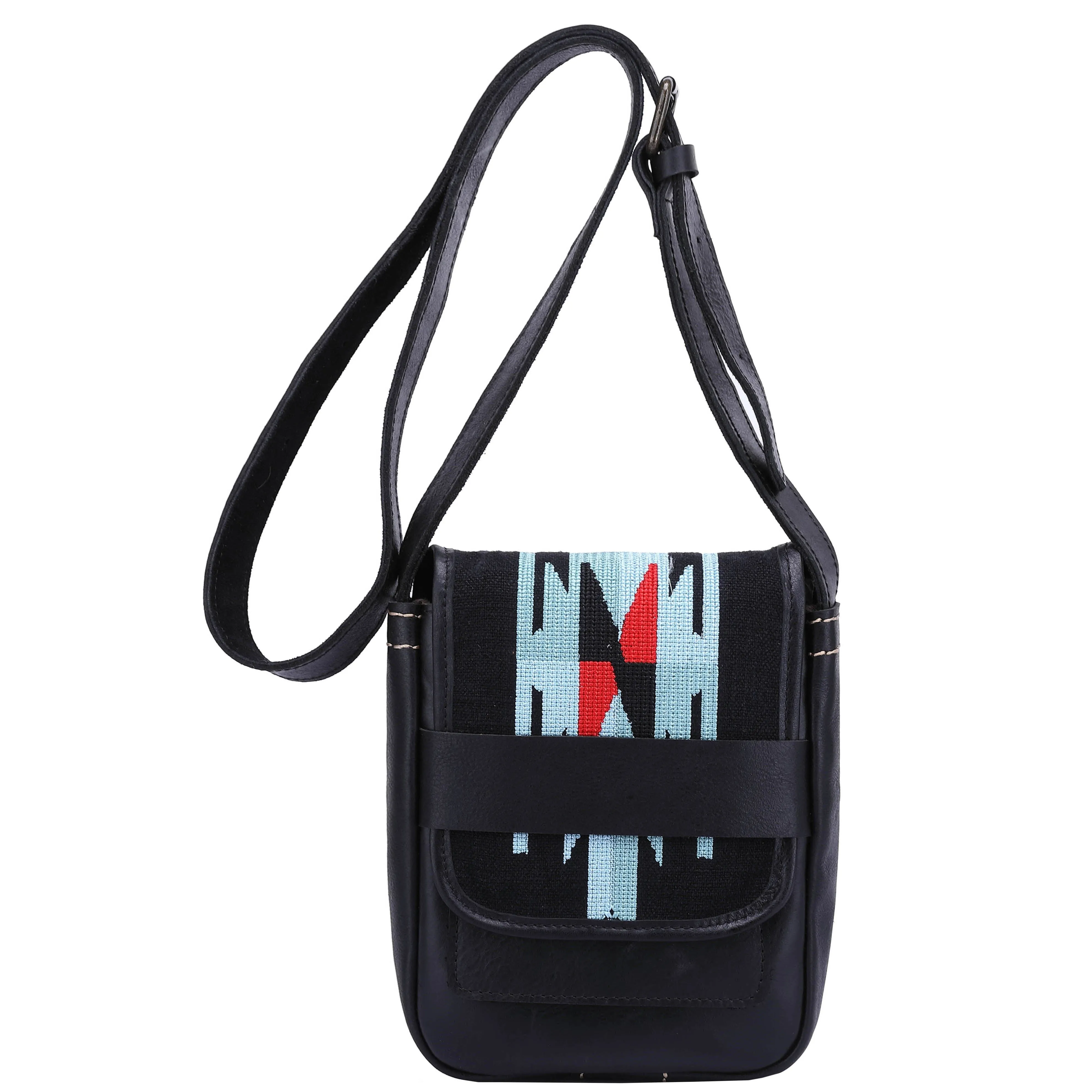 DR669 Women's Small Travel Pouch Genuine Leather Sling Bag Black