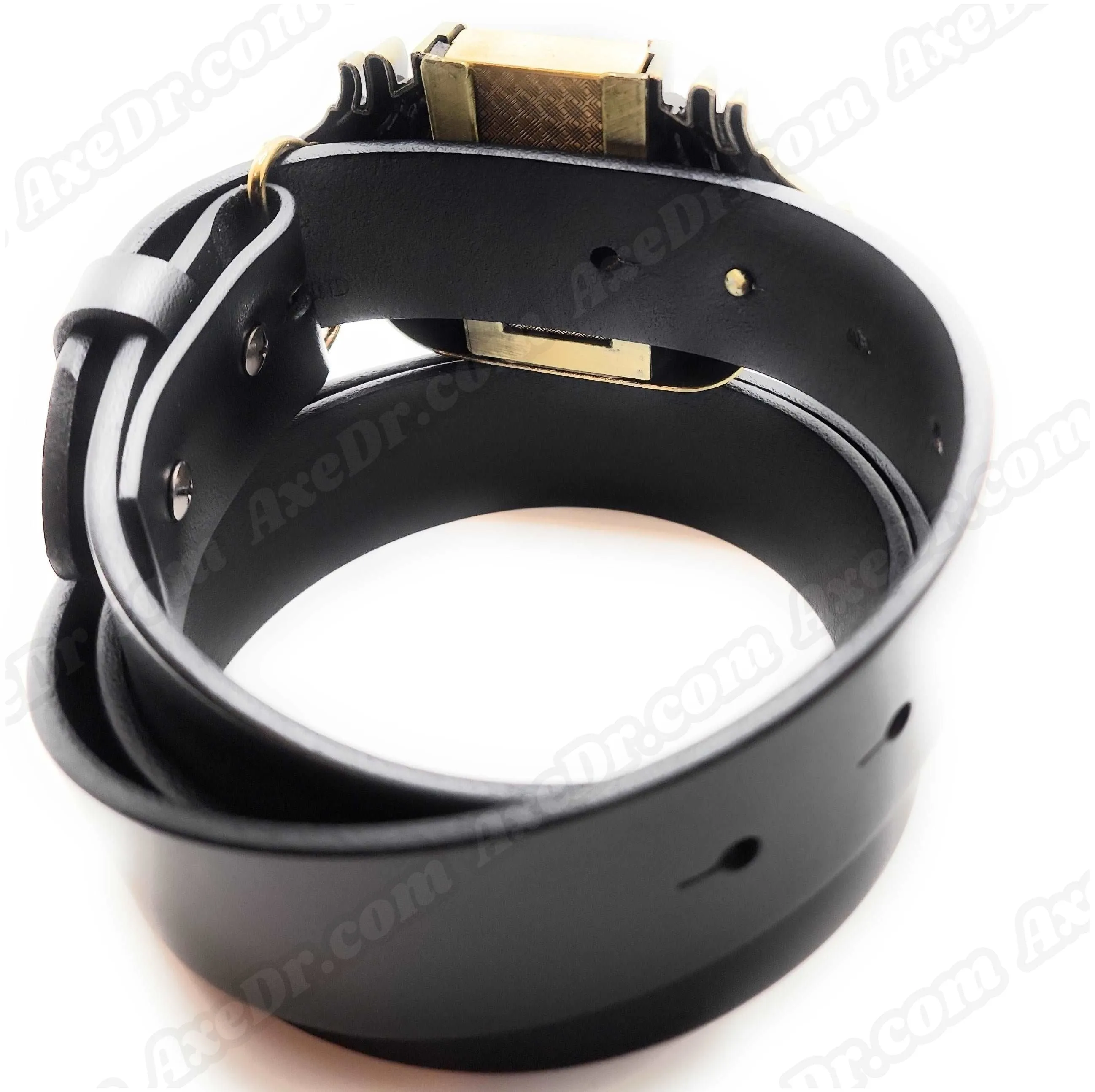 Dual Dragons Gold Lighter Belt Buckle and Genuine Leather Belt