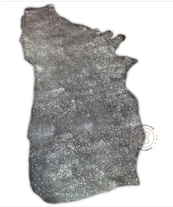 Embossed LEATHER Sheets, Sea Life Embossed Leather Black Silver |12"x12", 12"x18", 24"x24" Precuts Sheets for Crafts- Seahorses, star, shell