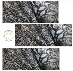 Embossed LEATHER Sheets, Sea Life Embossed Leather Black Silver |12"x12", 12"x18", 24"x24" Precuts Sheets for Crafts- Seahorses, star, shell