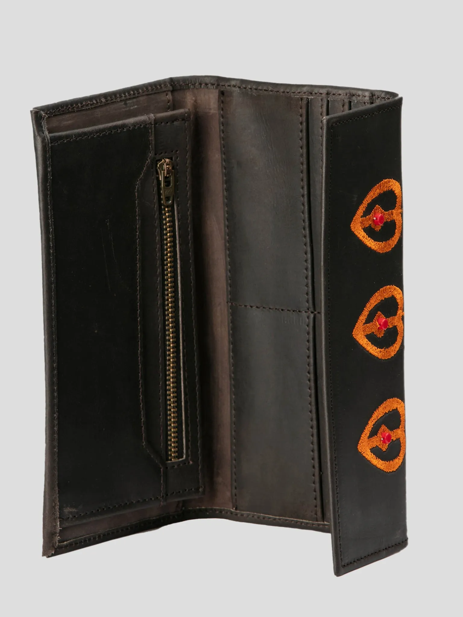 Embroidered and beaded 3-fold Ladies Wallet