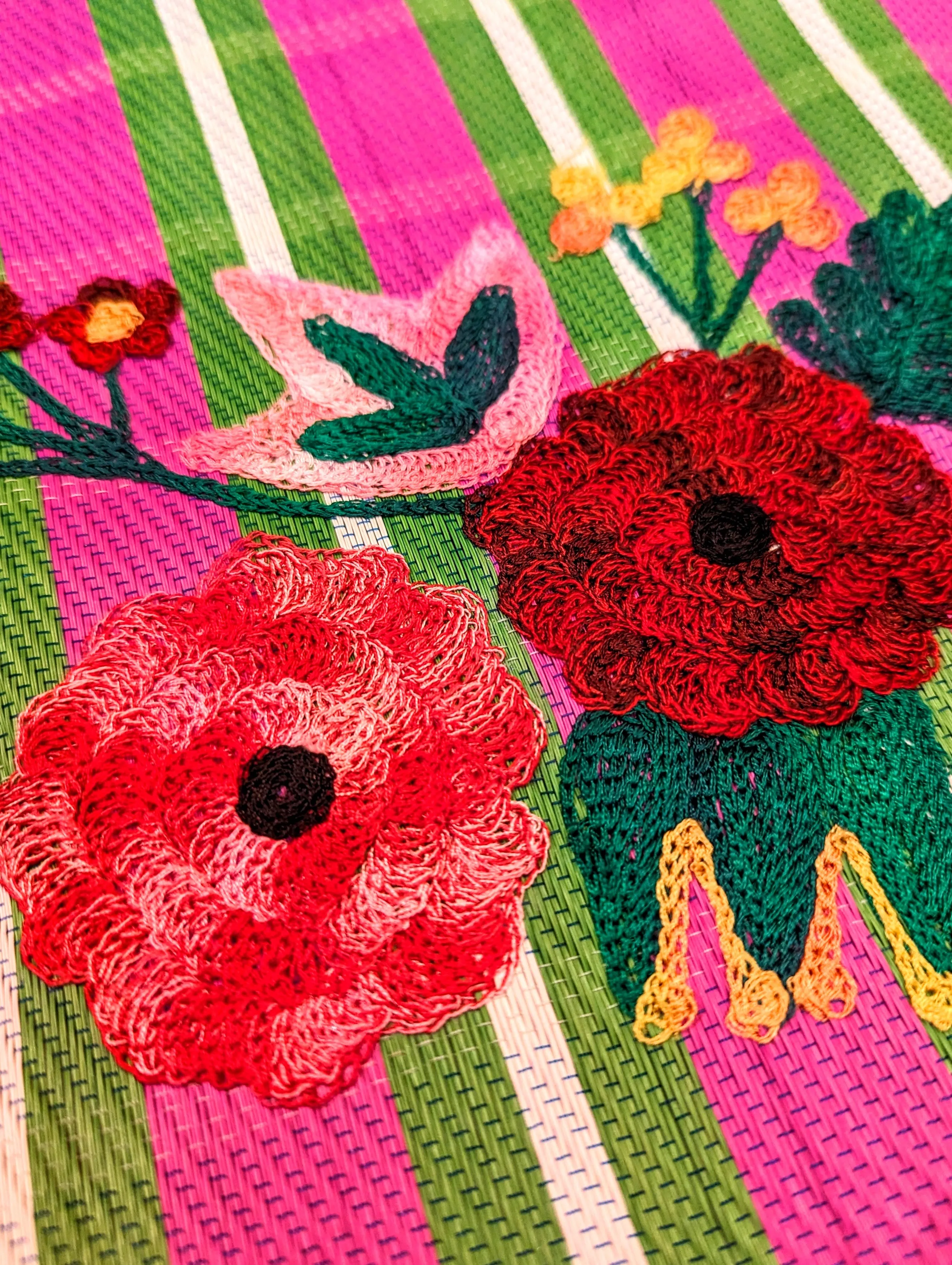 Embroidered recycled pouch