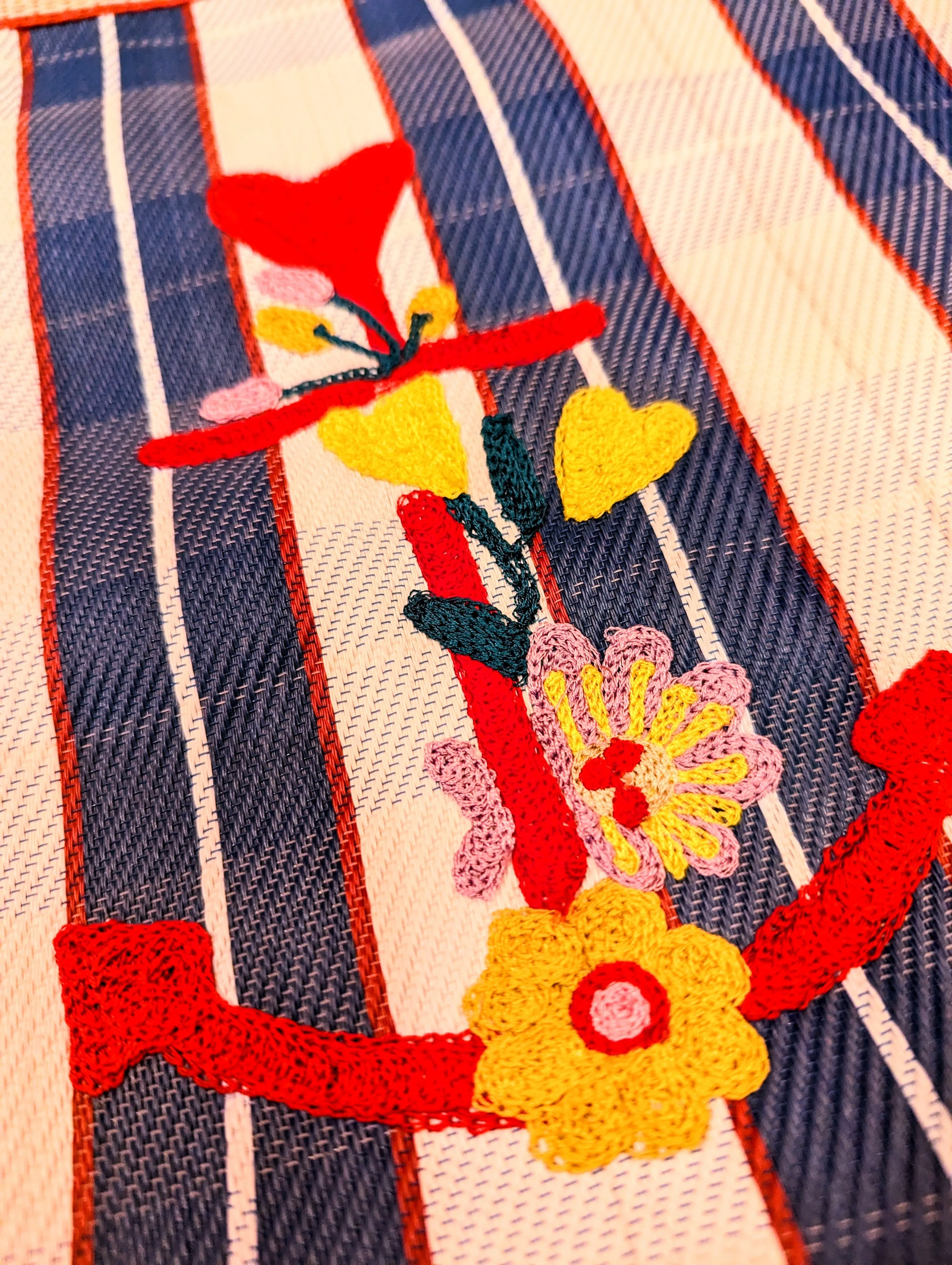 Embroidered recycled pouch