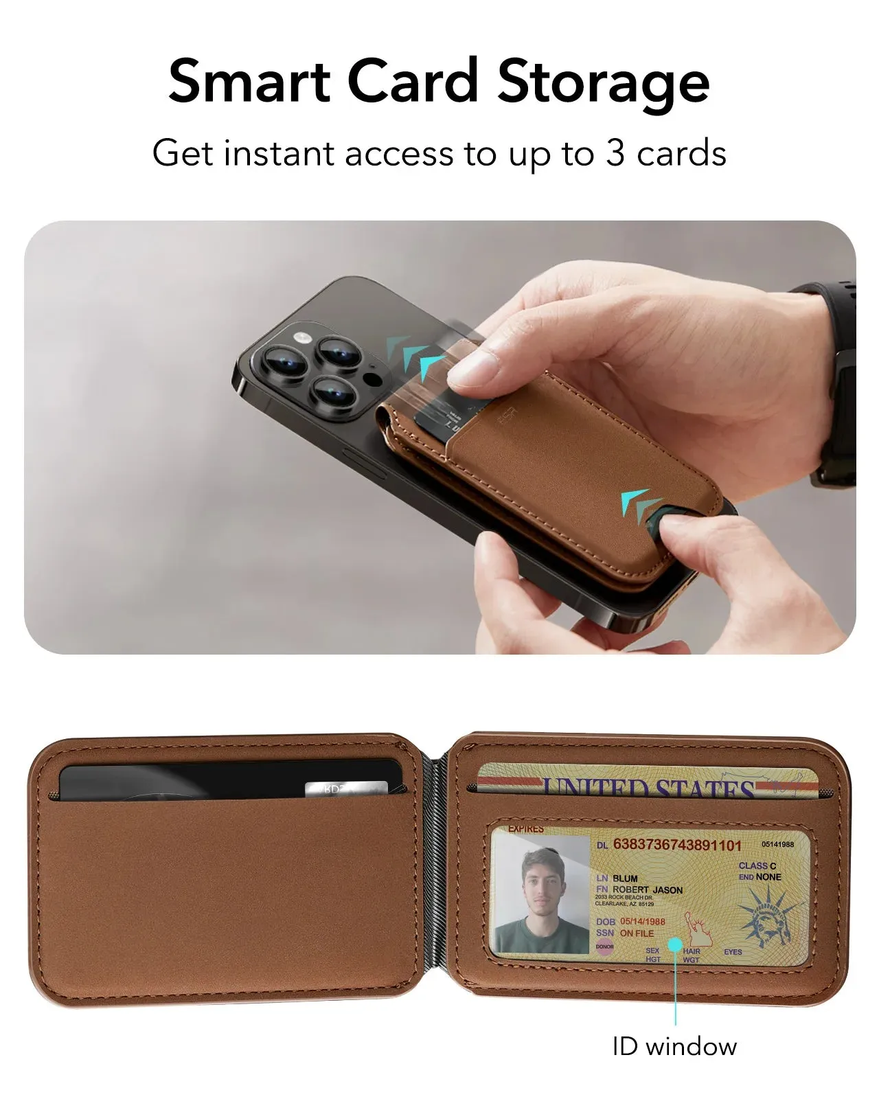 ESR Leather MagSafe®Wallet and Stand for Apple iPhone
