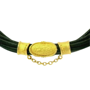 Estate Denise Roberge 22k Yellow Gold Leather Collar Necklace